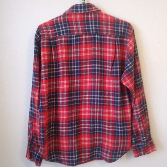 VTG Mac Campbell VIP Red Plaid Flannel Wool Shirt Men Size Large Button Down - Picture 2 of 7